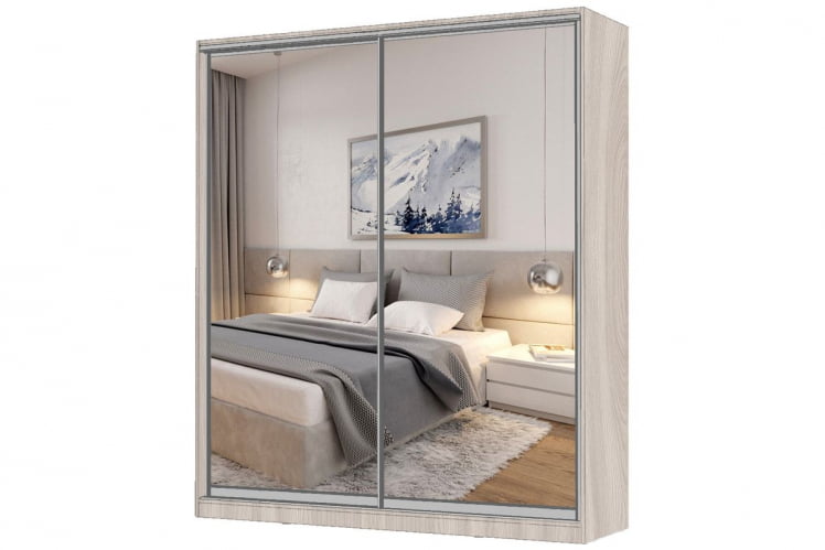 Шкаф-купе 2-х дверный Виктория 2000х584х2300, Ясень шимо светлый 20ДЗДЗ-ЯЯПШ-Яшс 310-1818_0