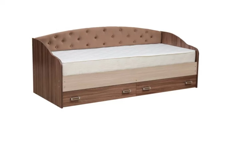 Кровать с мягким элементом Софа №8 900*1900 Ясень Шимо темный/Ясень Шимо светлый/Велюр 019_0