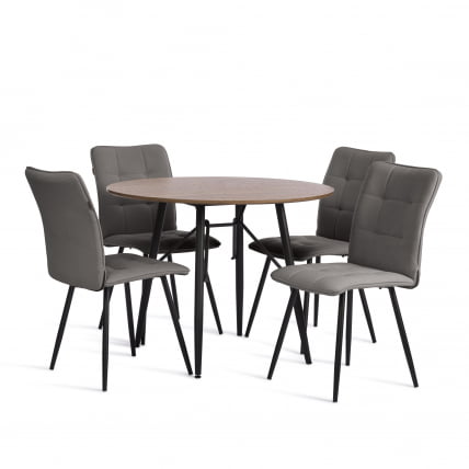 Стул обеденный Bari флок , 46х55х89, серый/черный, 29_9