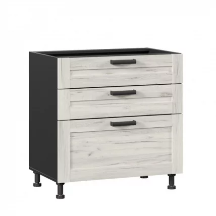 Тумба кухонная 800 с 3 ящиками (4) Винченца ЛД 234.160.000.059 Черный Дуб Крафт белый_0