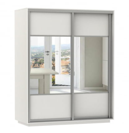 Шкаф-купе двухдверный Экспресс Дуо Комби 1600х2400h Белый снег_0