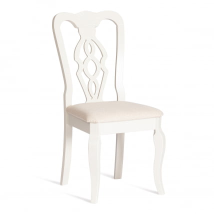 Стул Афродита/ Aphrodite дерево гевея, 46х54х99см, Ivory white, ткань кремовая с рисунком (А04)_0