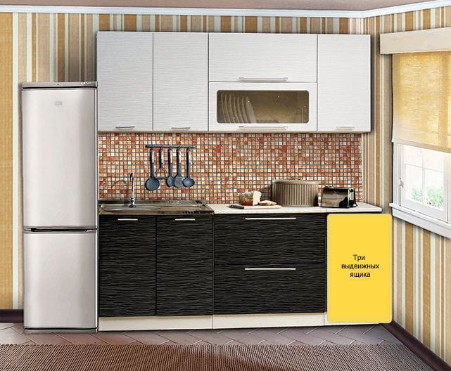 Кухонный гарнитур Диана 7 1.6 м Страйп белый/Страйп черный_7