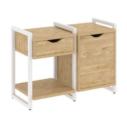 Тумба на регулируемых опорах наборная. Вариант №3 LOFT VR.L-TN-3.O Металл белый Тиквуд светлый_0