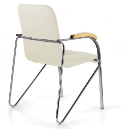 Кресло для приемных BRABIX Samba CF-105 BOX-2 хром каркас накладки бук, кожзам Бежевый_2