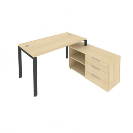 Рабочая станция на П-образном м/к с опорной тумбой правая Metal System Б.РС-СТС-2.3 Пр Акация/Антрацит_0