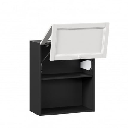 Шкаф кухонный 600 горизонтальный с 2 складными дверями комбинированный со стеклом Джулия ЛД 284.970.000.083 Черный Белый_1