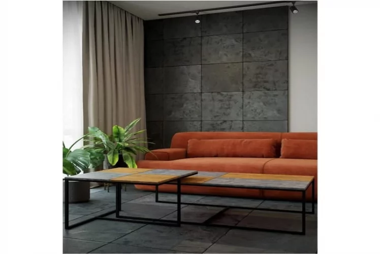 Стол журнальный Фьюжн квадро Дуб американский/серый бетон_4