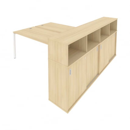 Рабочая станция с опорным шкафом-купе Metal System Б.РС-СШК-4.5 Акация/Белый_0