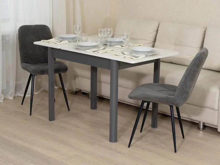 Стол обеденный раскладной Орфей 44 Бетон крем-Оникс_2