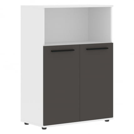 Шкаф с глухими малыми дверьми EDIS EMCS 85.3 Мокко Черный Белый_0