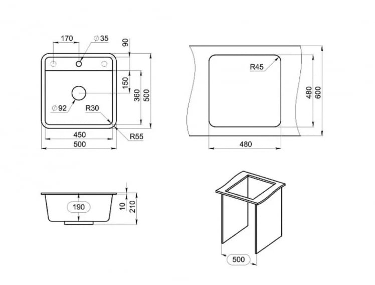 Кухонная мойка GRANULA 5001 Бежевый_2