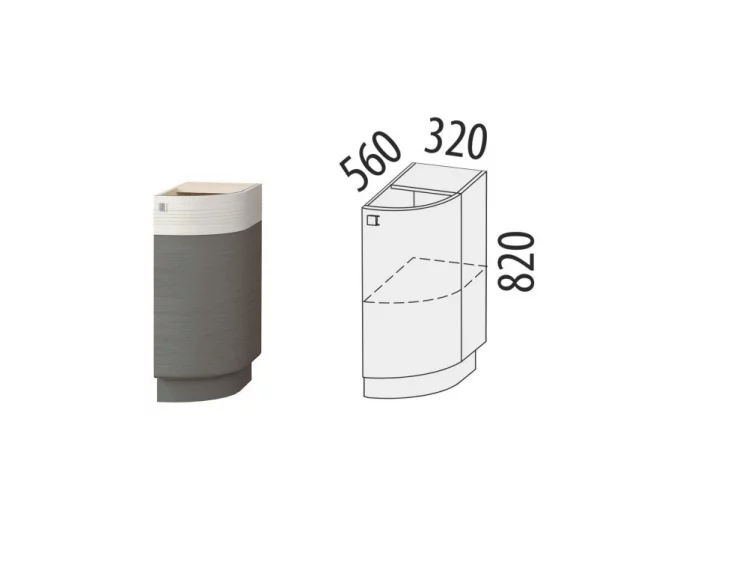 Напольный шкаф торцевой (прав) Графит 74.64 Сосна Астрид/Ваниль/Графит_1