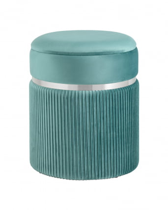 Пуф Миранда с ящиком серебро велюр Светло-бирюзовый_0