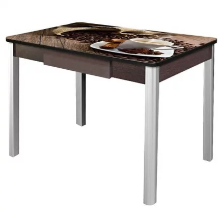 Стол нераздвижной с ящиком 1,0 Триумф, СТЕКЛО, опоры полуовал ХРОМ, Венге/R012_78983_0