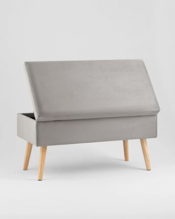 Банкетка Сторми с ящиком велюр серый_4