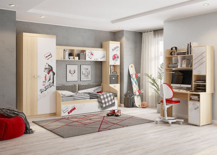 Шкаф двустворчатый Энерджи MDE-01 Дуб сонома Белый_2