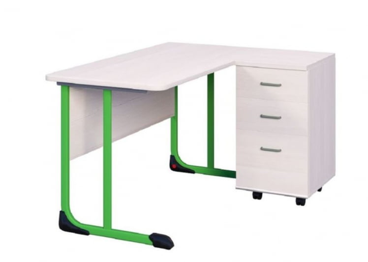 Стол учителя с тумбой 1350х650 Зеленый/Серый_0