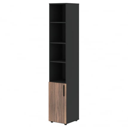 Шкаф-колонка с глухой малой дверью (левый) VELION VENEER VRHCS 40.5 L Американский орех Яшма черная_1