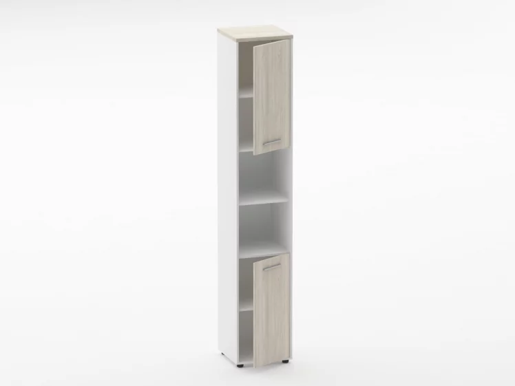 Шкаф 5 узкий закрытый с 2 -мя открытыми полками Deka 10.23.12Пр Дуб Сантана светлый/Белый_1