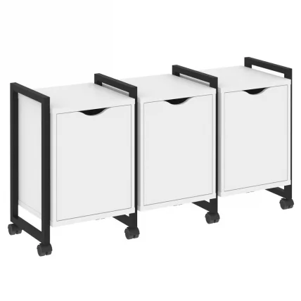 Тумба на колесных опорах наборная. Вариант №5 LOFT VR.L-TN-5.K Металл черный Белый Бриллиант_0