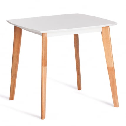 Стол обеденный Claire квадратный столешница МДФ, опоры дерево гевея, белый / натуральное дерево, 80 x 80 x 75см_0