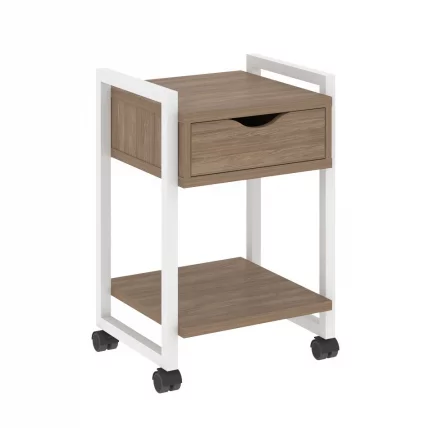 Тумба на колесных опорах с ящиком и полкой LOFT VR.L-T1.K Металл белый Дуб Аризона_0