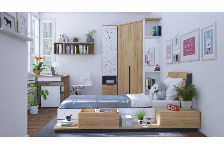 Модульная детская Урбан Урбан №1 Белый/Дуб Золотой_0