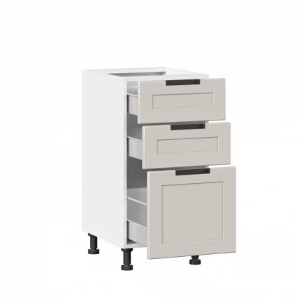 Тумба кухонная 400 с 3 ящиками (4) Джамис ЛД 296.110.000.091 Белый Кашмир_1