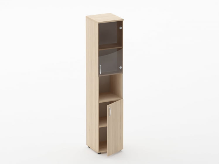 Шкаф высокий со стеклом и нишей Glassy 6.19.14Пр Дуб молочный_1