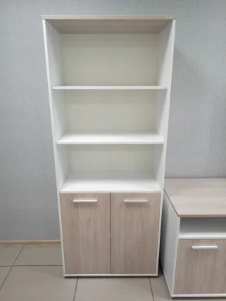 Шкаф 4 широкий верх открытый, низ закрытый Deka 10.19.111 Дуб Сантана светлый/Белый_2