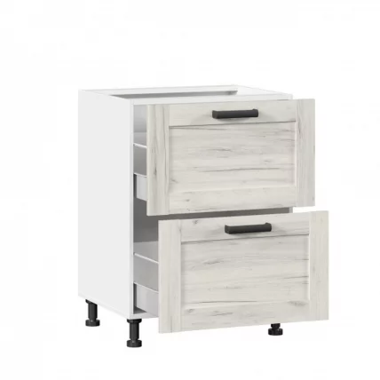 Тумба кухонная 600 с 2 ящиками (4) Винченца ЛД 234.130.000.009 Белый Дуб Крафт белый_1