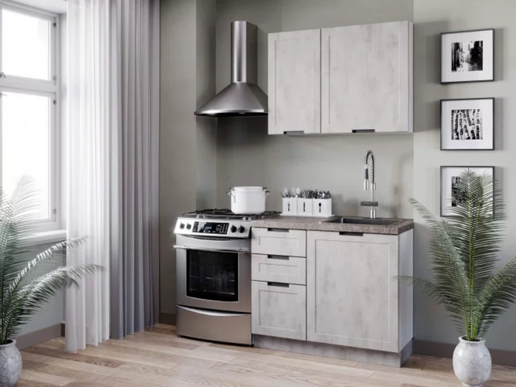 Кухонный гарнитур Джамис 1600 Белый Белый камень_0