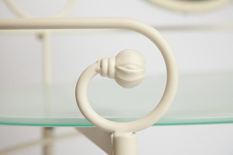 Столик туалетный ALBERT (столик/зеркало + пуф) Античный белый (Antique White)_2