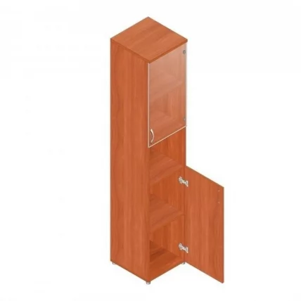 Шкаф для документов узкий с прозрачными стеклами Р.П-4СБ вишня Оксфорд_0