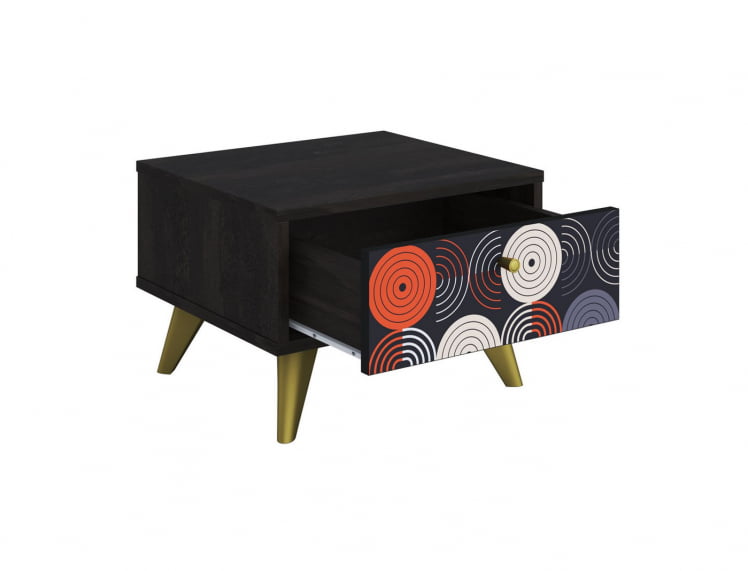 Тумба прикроватная Фьюжн ТМ-004 АРТ Угольный камень/VINIL_1