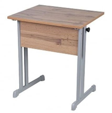 Парта одноместная прямые углы (рост 6) Клен Танзау/Металл Серый_0
