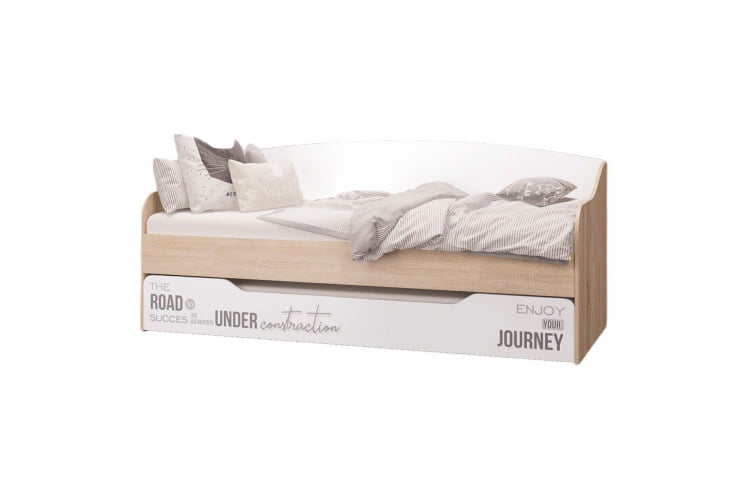 Кровать-софа Джуниор, выдвижная, дуб сонома/ дуб сонома, белый_0