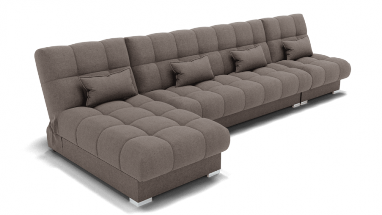 Диван Фиеста-3 угол левый/правый (ЗР) Цвет фасада: Серо коричневый; Тип: Левый/правый; Материал фасада: Металл/Велюр_0