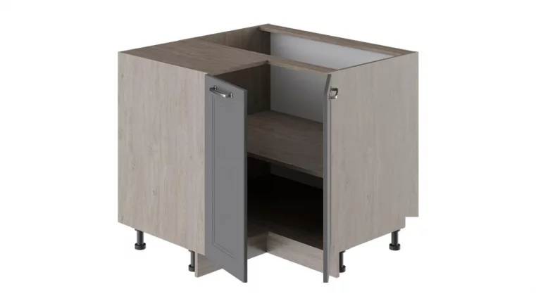 Шкаф напольный угловой с углом 90° Одри НУ90-72_2ДР(НУ) Дуб Сонома трюфель/Серый шелк_1