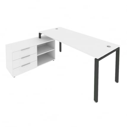 Рабочая станция на П-образном м/к с опорной тумбой левая Metal System БП.РС-СТС-2.5 Л Белый/Антрацит_0