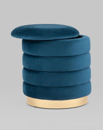 Пуф Франсис с ящиком велюр Синий_3