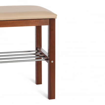 Банкетка BERYL дерево / экокожа, 67*31*49 см, темный орех/бежевый_3