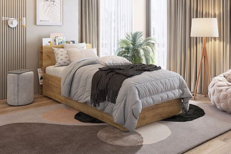 Кровать с основанием Юниор ZO.SMU-02 дуб крафт золотой_5