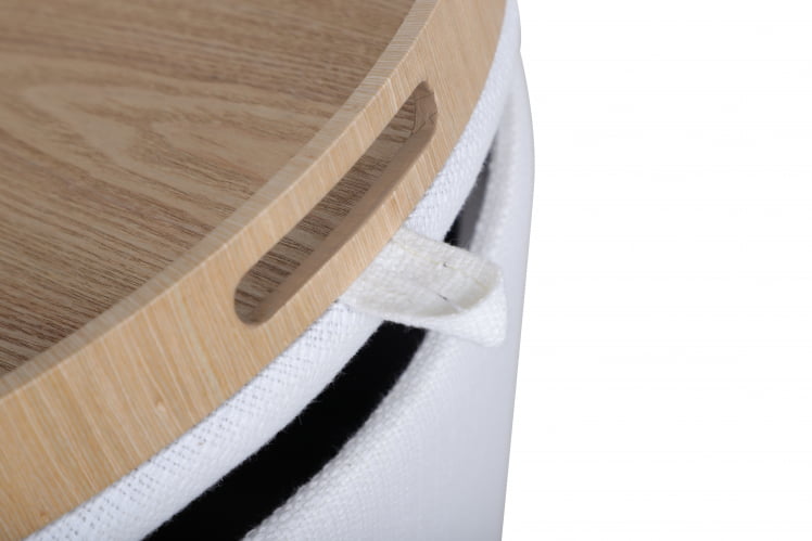 Пуф-столик с ящиком Хюгге L рогожка Белый_5