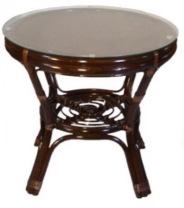 Стол Багама круглый с плетеной столешницей Bahama2 темно коричневый_0