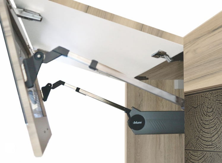 Шкаф-витрина (с откидной системой Blum) Бруклин 101.09.1 Дуб Кронберг/Лагода/Антрацит_1