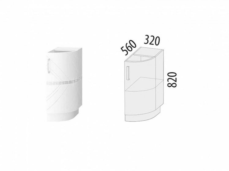 Напольный шкаф торцевой (прав) Бьянка 102.64_1