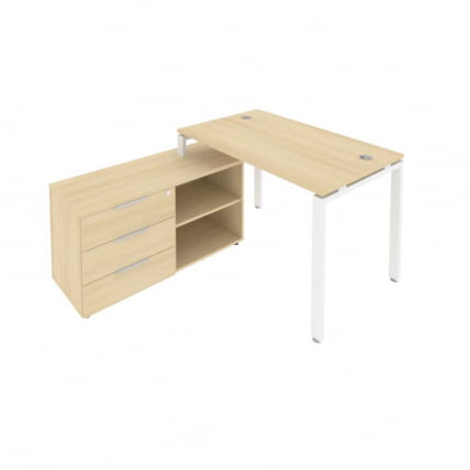 Рабочая станция на П-образном м/к с опорной тумбой левая Metal System Б.РС-СТС-2.2 Л Акация/Белый_0