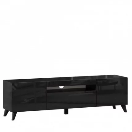 Тумба под ТВ Бруклин 1600 с опорами Черный глянец_0